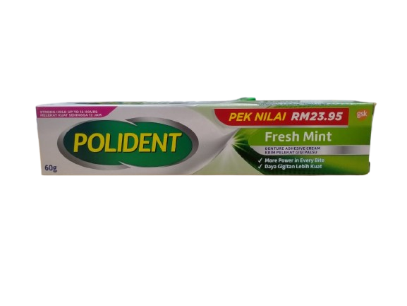 Polident Adhesive Cream Tube x 60g (Fresh Mint) RM 23.95