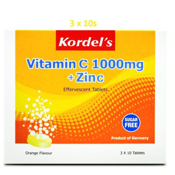 Kordels Vit C 1000mg+Zinc Eff.Tabs (O) 3x10's