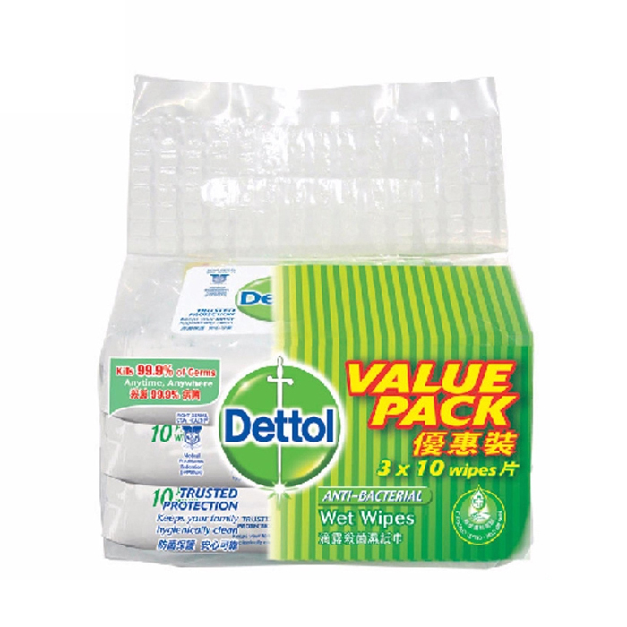 Dettol Wet Wipes 3x10s(V/Pack) Farmasi Ehsan