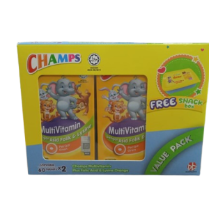 Champs Multivitamin + Folic Acid & Lysine Tabs 2x60's (O) Foc Snack Box